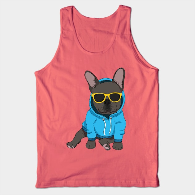 Hipster Frenchie (Black) Tank Top by Megan Roy